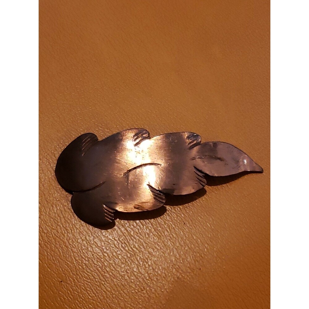 Vtg Leaf Copper Brooch Autumn Large Maple Grape Oak Mid Century Pin